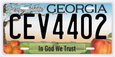 GA license plate CEV4402