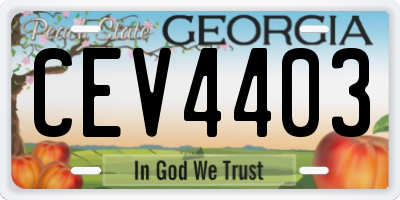 GA license plate CEV4403