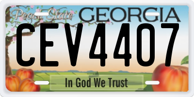GA license plate CEV4407