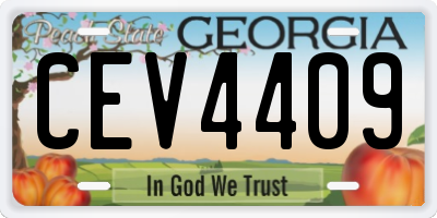 GA license plate CEV4409