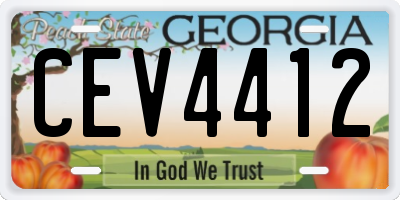 GA license plate CEV4412