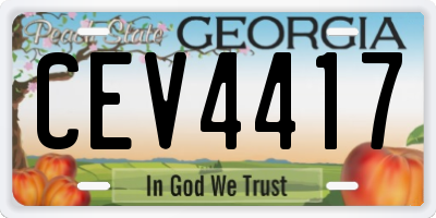 GA license plate CEV4417