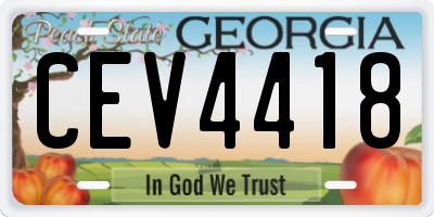 GA license plate CEV4418