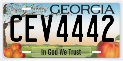 GA license plate CEV4442