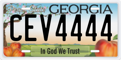 GA license plate CEV4444