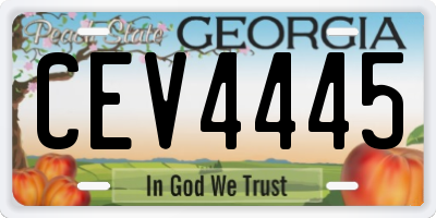 GA license plate CEV4445