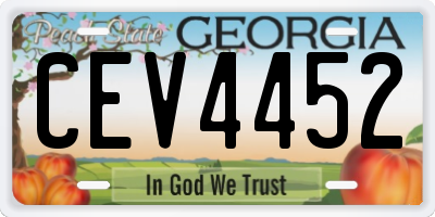 GA license plate CEV4452