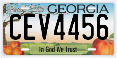 GA license plate CEV4456