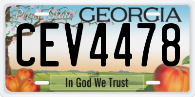GA license plate CEV4478