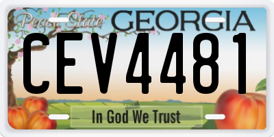 GA license plate CEV4481