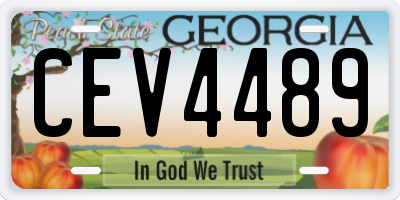 GA license plate CEV4489