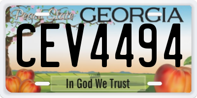 GA license plate CEV4494