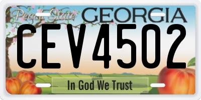 GA license plate CEV4502