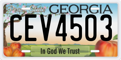 GA license plate CEV4503