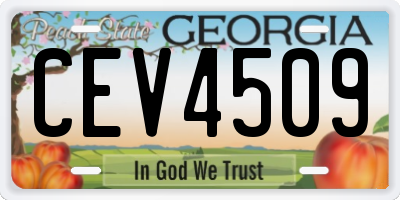 GA license plate CEV4509