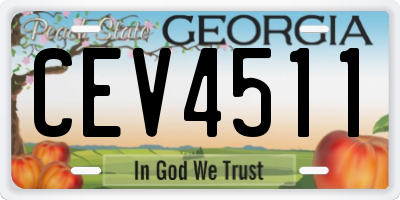 GA license plate CEV4511