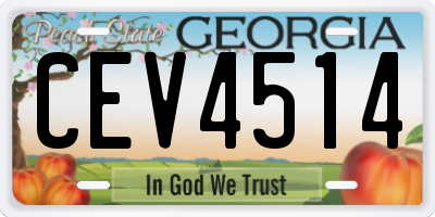 GA license plate CEV4514