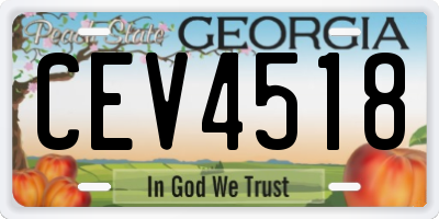 GA license plate CEV4518