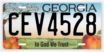 GA license plate CEV4528