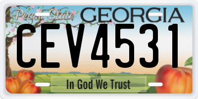 GA license plate CEV4531