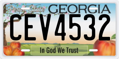 GA license plate CEV4532