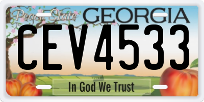 GA license plate CEV4533