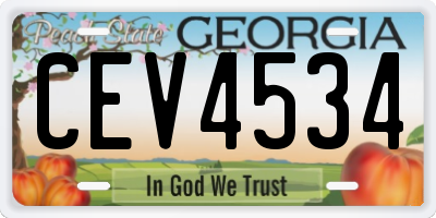 GA license plate CEV4534