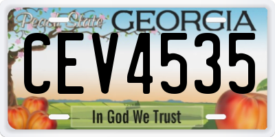 GA license plate CEV4535
