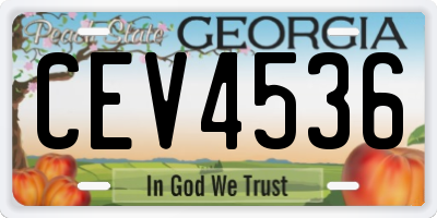 GA license plate CEV4536