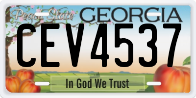 GA license plate CEV4537