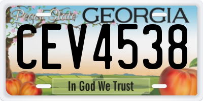 GA license plate CEV4538