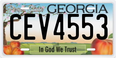 GA license plate CEV4553