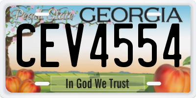 GA license plate CEV4554