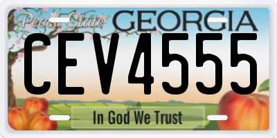 GA license plate CEV4555