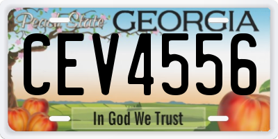 GA license plate CEV4556
