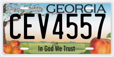 GA license plate CEV4557