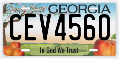 GA license plate CEV4560
