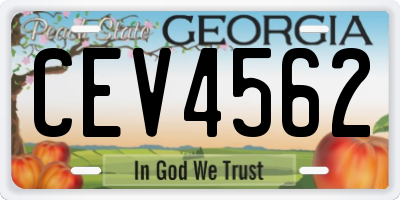 GA license plate CEV4562