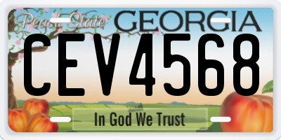 GA license plate CEV4568