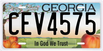 GA license plate CEV4575