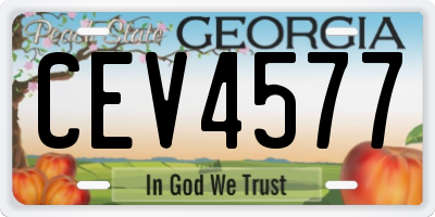 GA license plate CEV4577