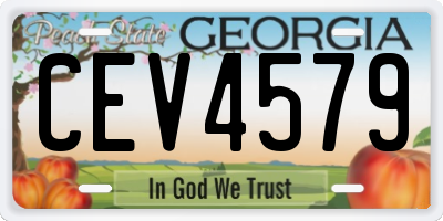 GA license plate CEV4579