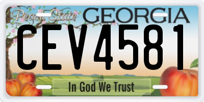 GA license plate CEV4581