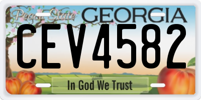GA license plate CEV4582