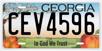 GA license plate CEV4596