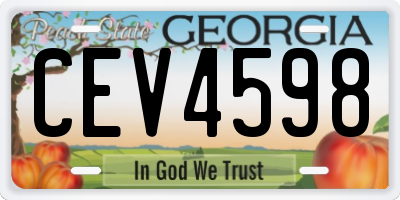 GA license plate CEV4598