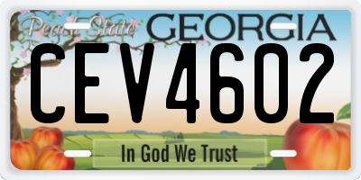 GA license plate CEV4602