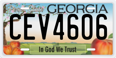 GA license plate CEV4606