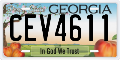 GA license plate CEV4611