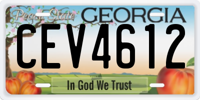 GA license plate CEV4612